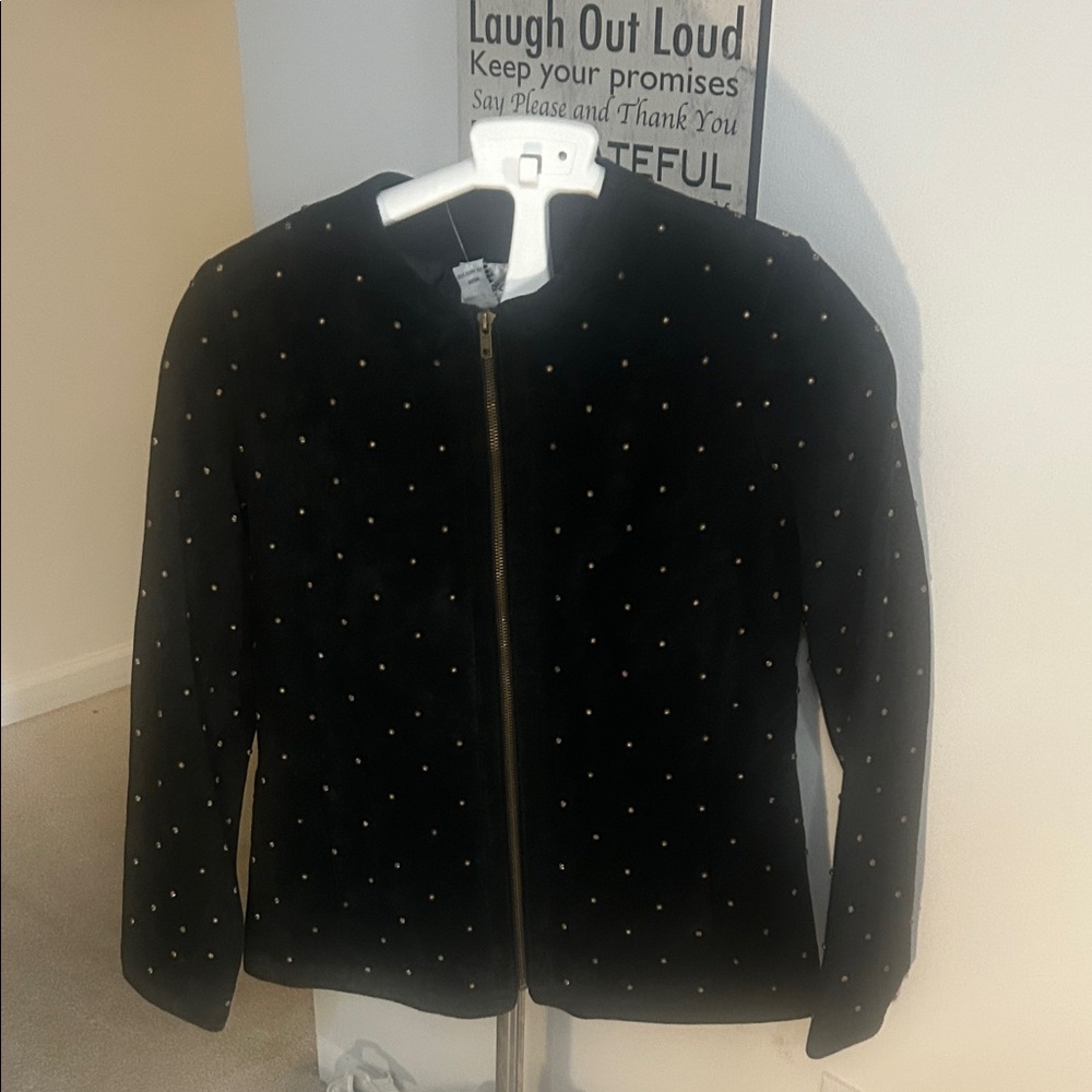 Linea by Louis Dell'Olio Black Studded Teddy Jacket